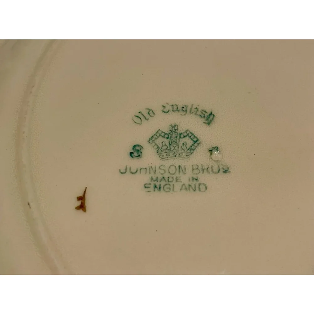 Old English Johnson Bros Floral Rose ornate metallic gold blue scalloped - Picture 10 of 10